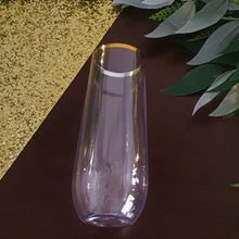 Cargar imagen en el visor de la galería, Copa plástica sin pie tipo flauta. Borde dorado. Unidad.