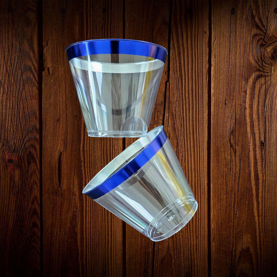 Vaso Cocktail borde azul metálico. Unidad
