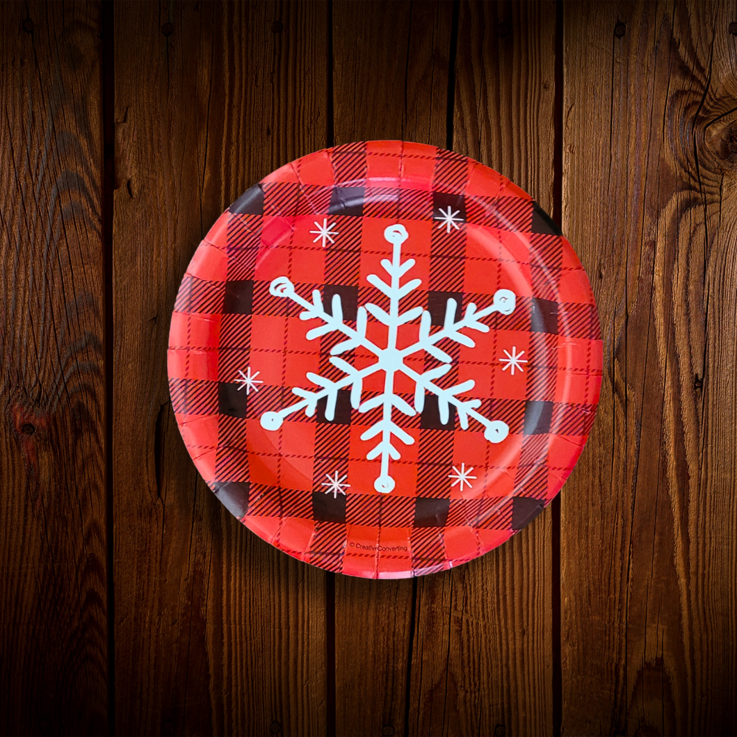 Merry Christmas borde cuadros. Plato para postre. 8 Unid.