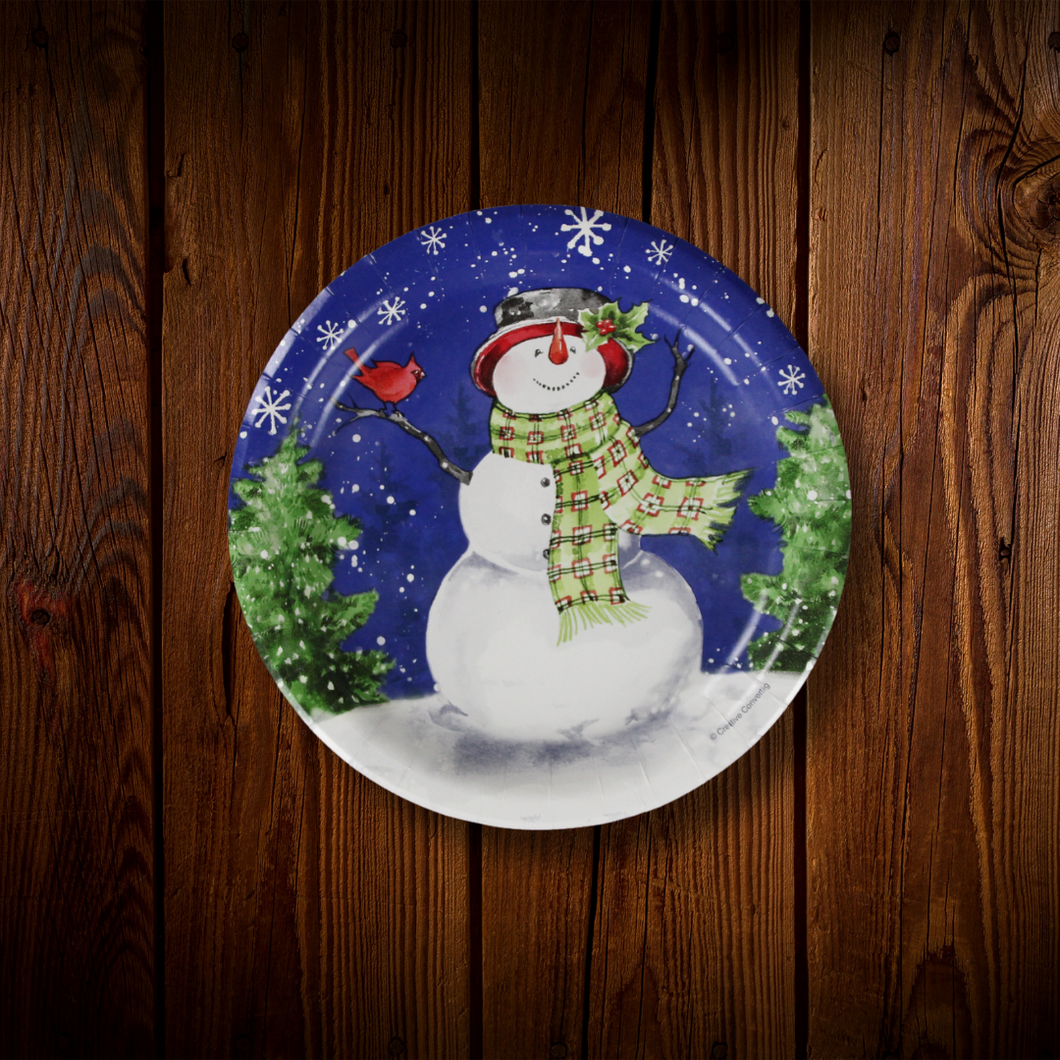 Snowman. Azul y blanco. Plato Postre. 8 Unid