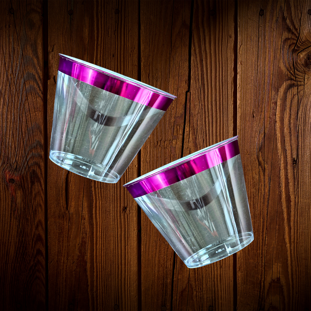 Vaso Cocktail borde rosado fucsia. Unidad