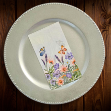 Cargar imagen en el visor de la galería, Servilleta Rectangular Flores y Mariposa. 14 Unid.
