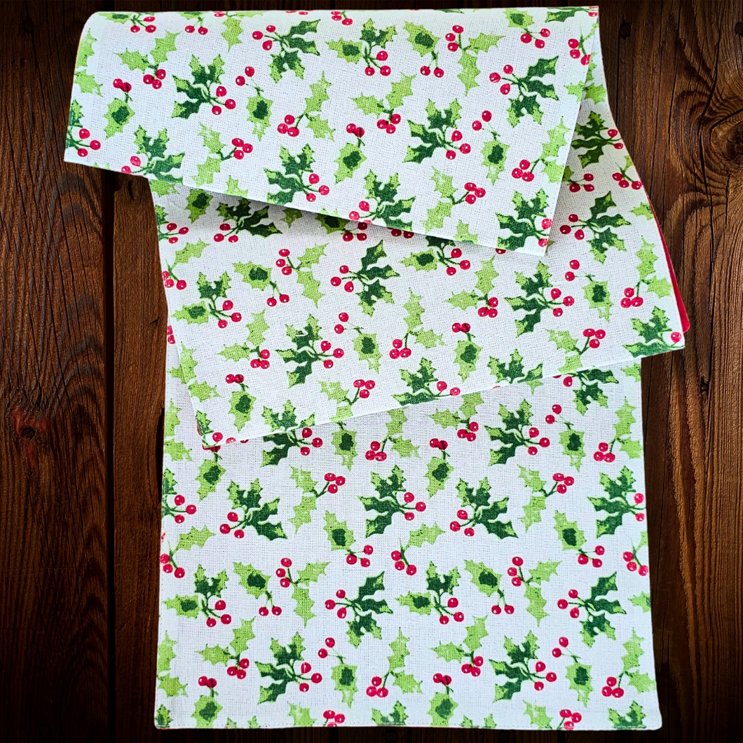 Happy Holidays. Camino de mesa de algodón.
