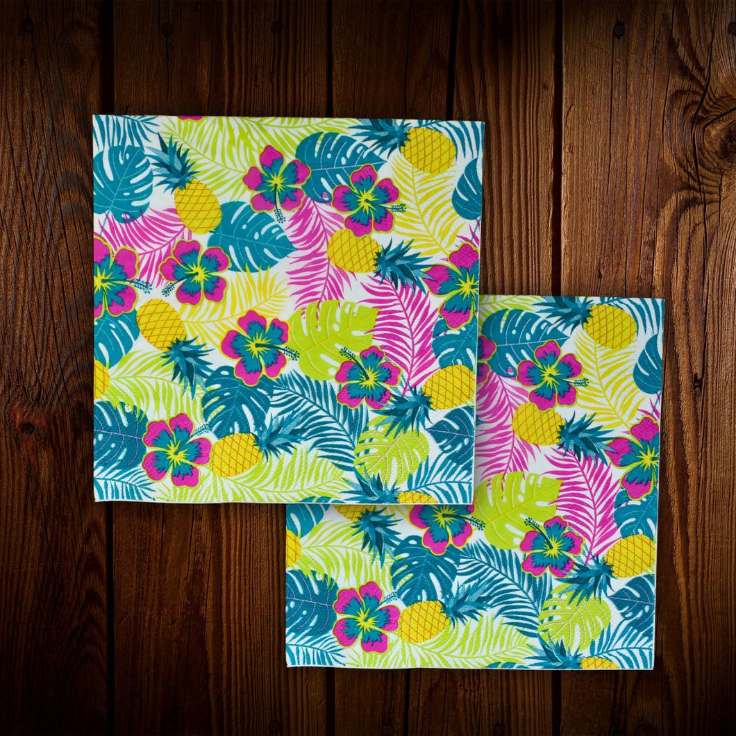 Tropical. Servilleta de papel cuadrada grande diseño hojas 12 Un.