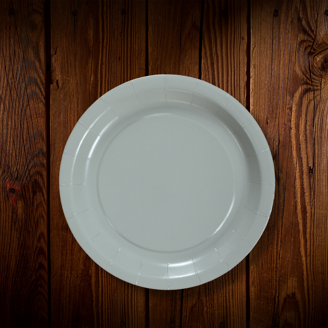 Gris. Plato Postre. 10 Unid.