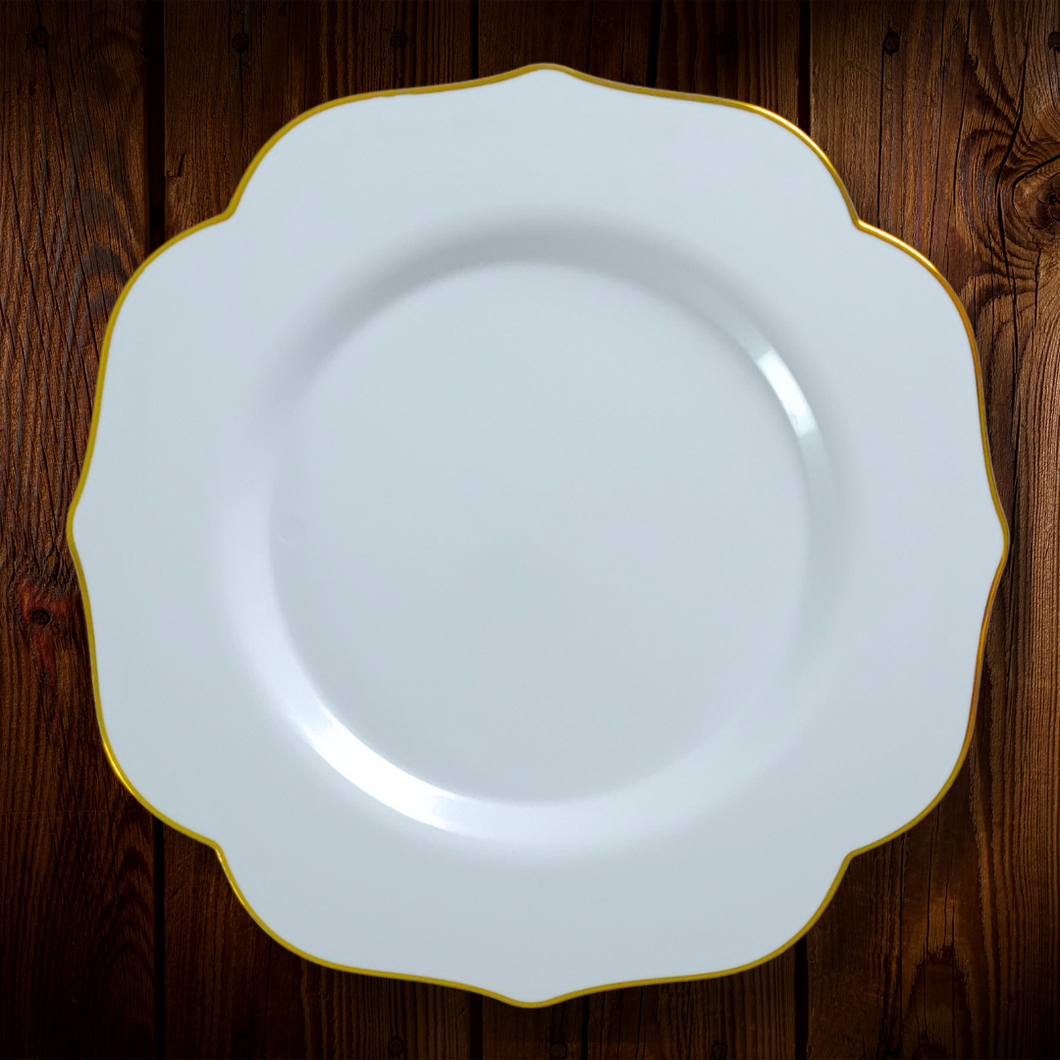 Blanco con borde dorado irregular. Plato Principal. Unidad