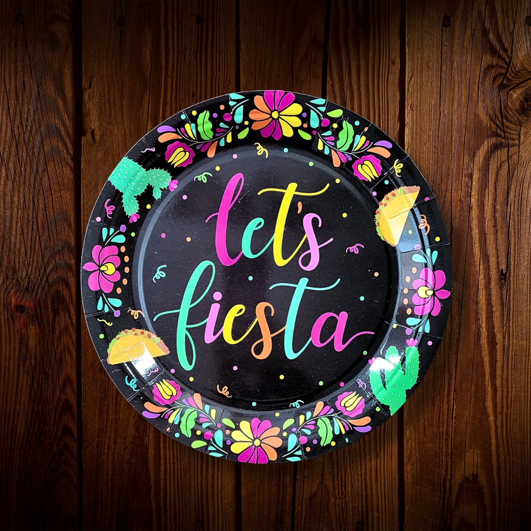 Let's Fiesta Mexicana. Negro. Plato Postre. 10 Unid.
