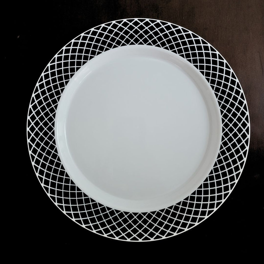 Set Blanco con borde negro y blanco. Plato principal. 3 Unidades. ULTIMO SET