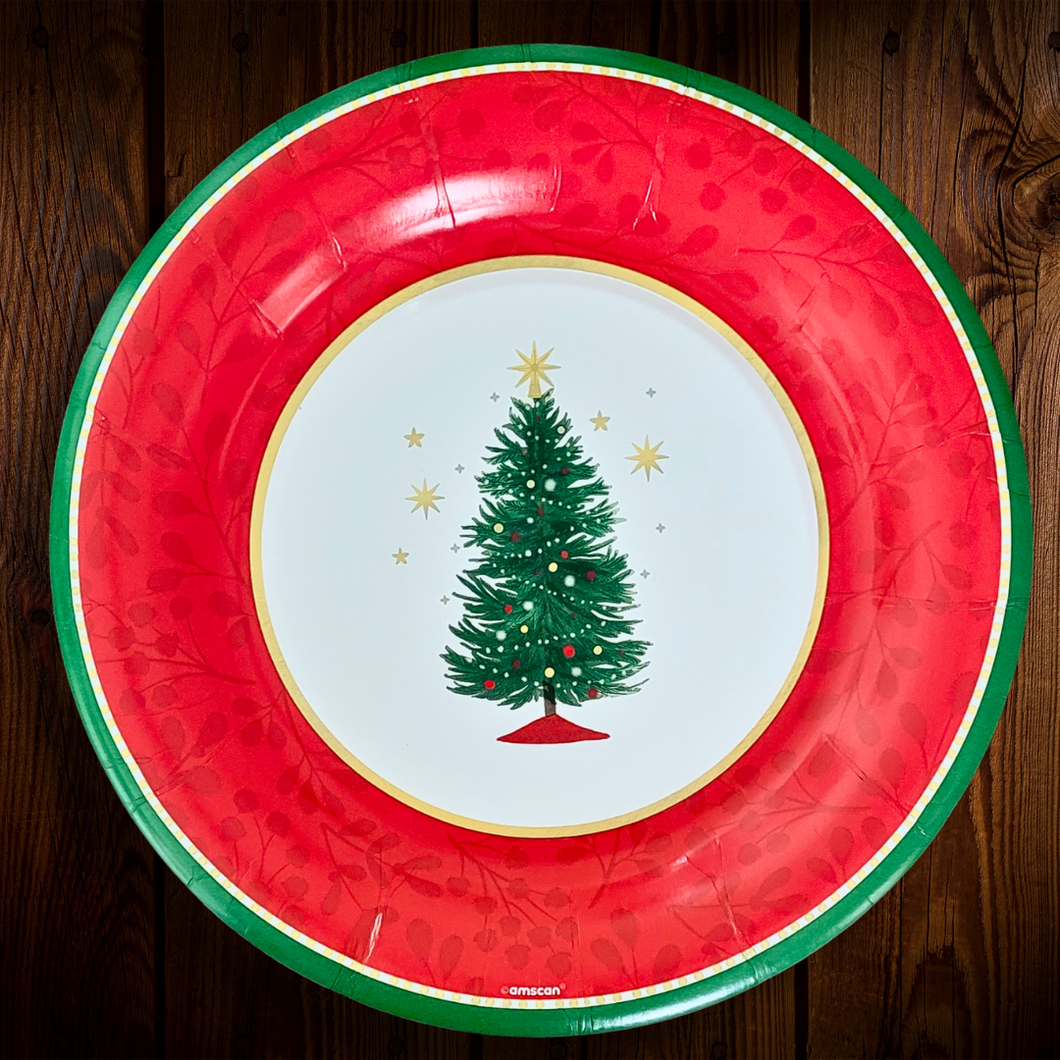 Arbol de Navidad. Plato principal de 10.5 pulgadas. 8 Unid.