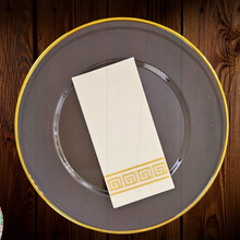 Cargar imagen en el visor de la galería, Servilleta Blanca Rectangular con diseño dorado. 10 Unid.
