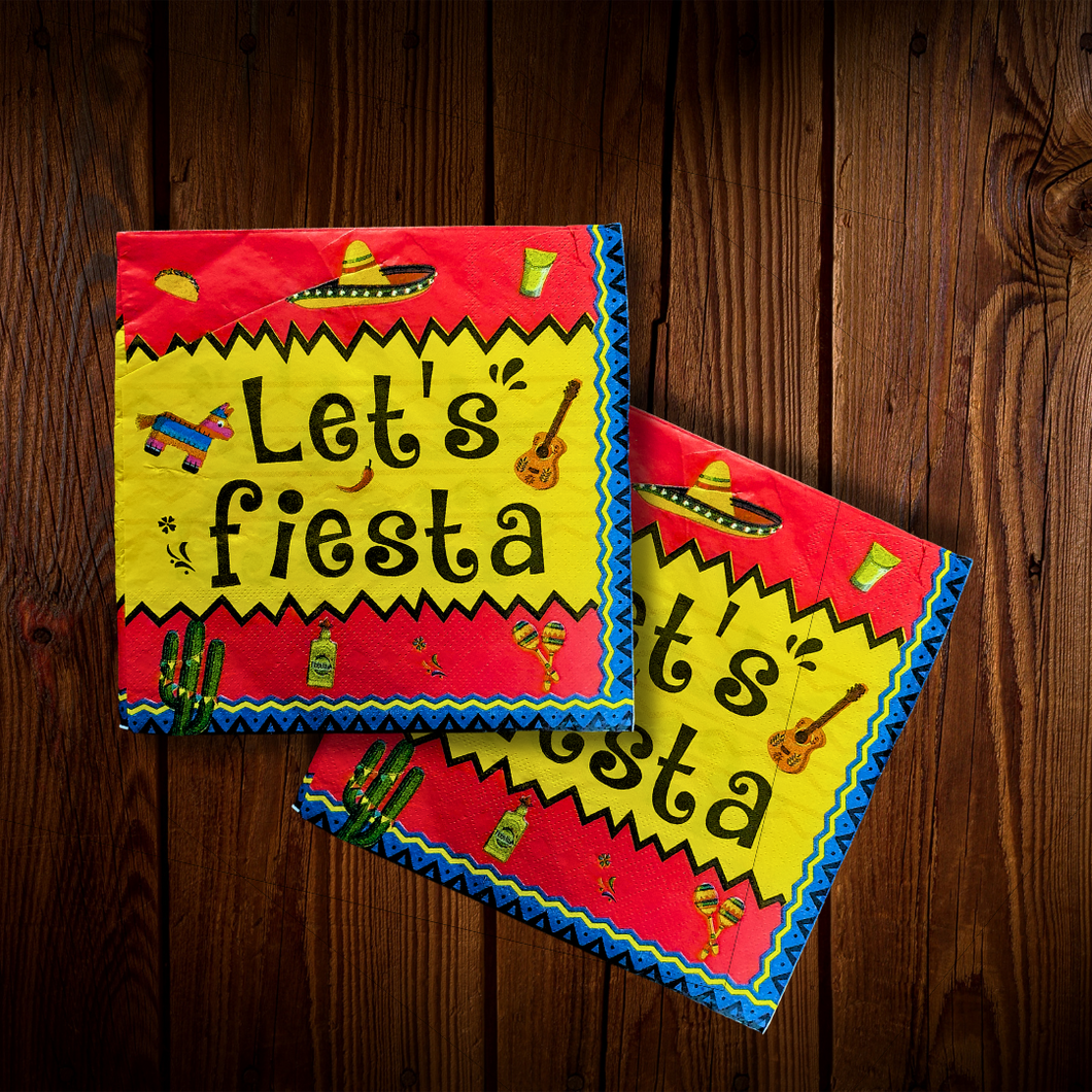 Let's fiesta. Rojo. Servilleta grande. 12 Unid