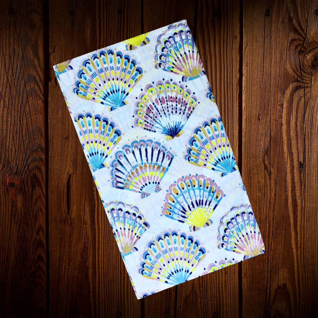 Náutico. Servilleta de papel rectangular diseño conchas. 10 Un.
