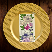 Cargar imagen en el visor de la galería, Beige con flores moradas. Servilletas rectangulares. 10 Unid.
