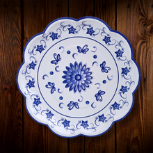 Cargar imagen en el visor de la galería, Blanco con diseño azul. Plato principal. 9 pulg. 10 Unid.
