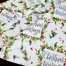 Cargar imagen en el visor de la galería, Mantel blanco Christmas Blessings. Rectangular
