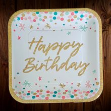 Cargar imagen en el visor de la galería, Happy Birthday. Cuadrado. Plato Principal. 10 Pulgadas. 10 Unid
