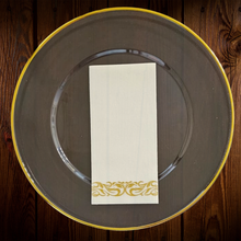 Cargar imagen en el visor de la galería, Servilleta Blanca con borde dorado. 10 Unid.
