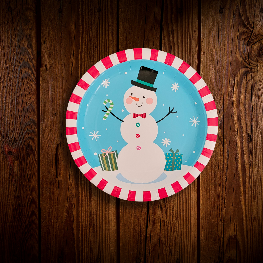 Snowman celeste. Plato para postre. 8 Unid.