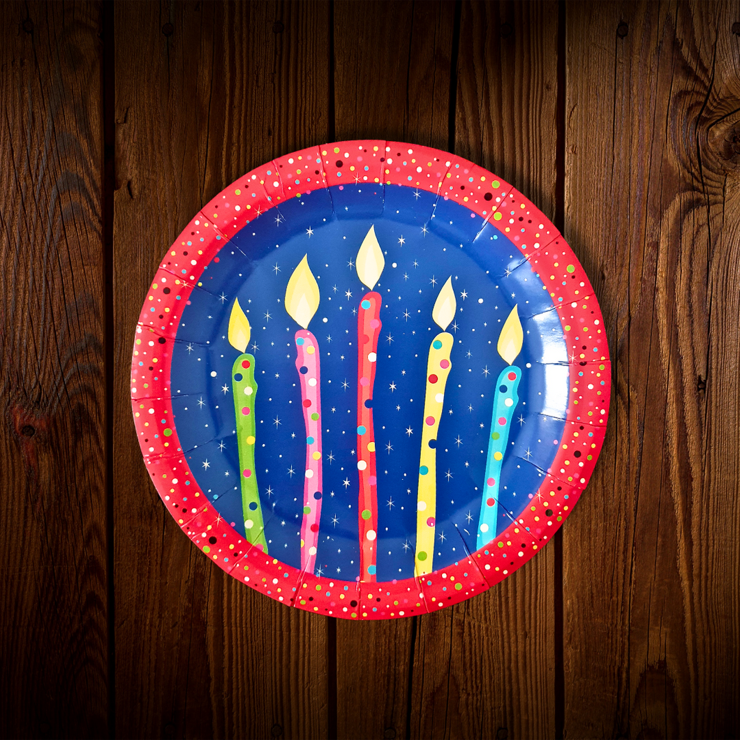 Velas de cumpleaños. Plato Postre. 10 Unid.