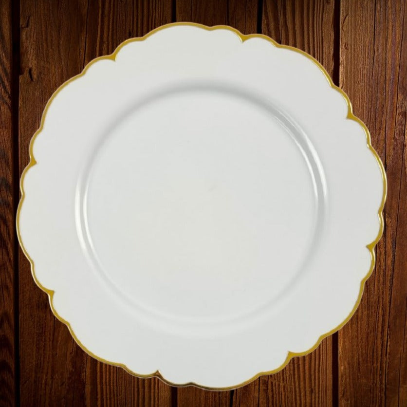 Set Blanco con cenefa borde dorado. Plato Principal. 5 Unidades. ULTIMO SET