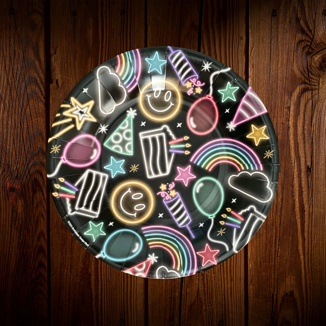 Happy Birthday Neon. Plato Postre. 10 Unid.
