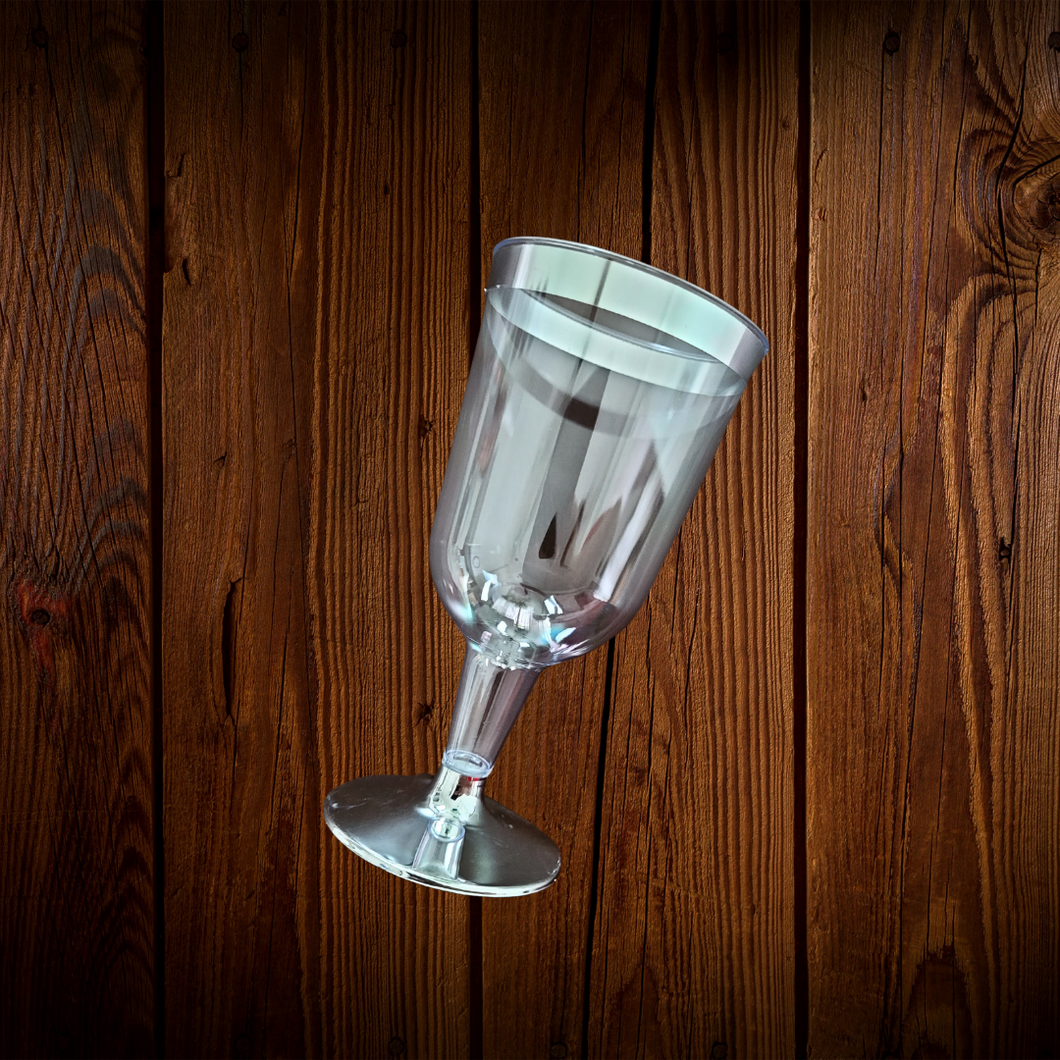 Copa para vino o agua borde plateado. Unidad.