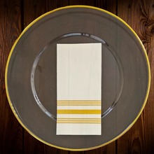 Cargar imagen en el visor de la galería, Servilleta Blanca Rectangular con franjas doradas. 10 Unidades
