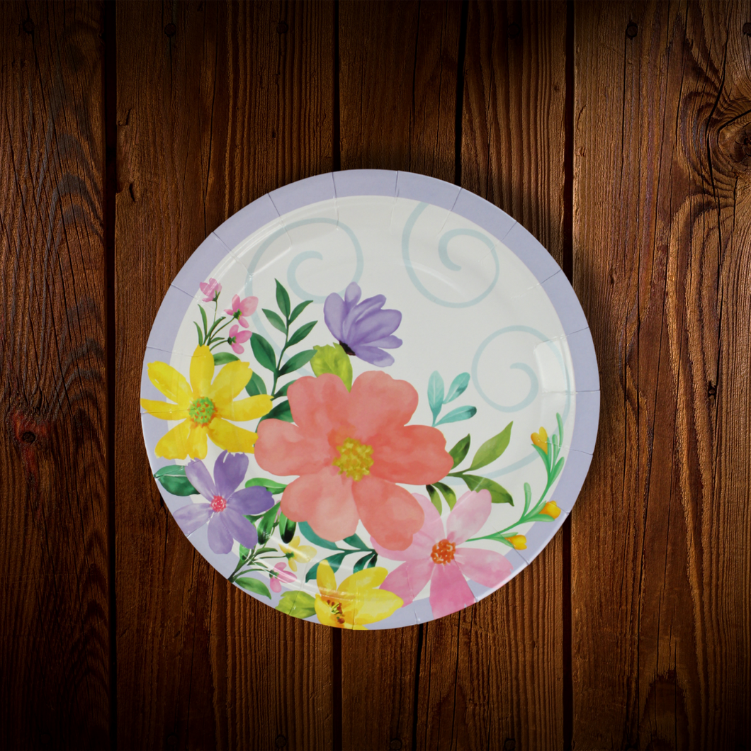 Borde de Flores. Plato para postre. 7 pulg. 12 Unid.