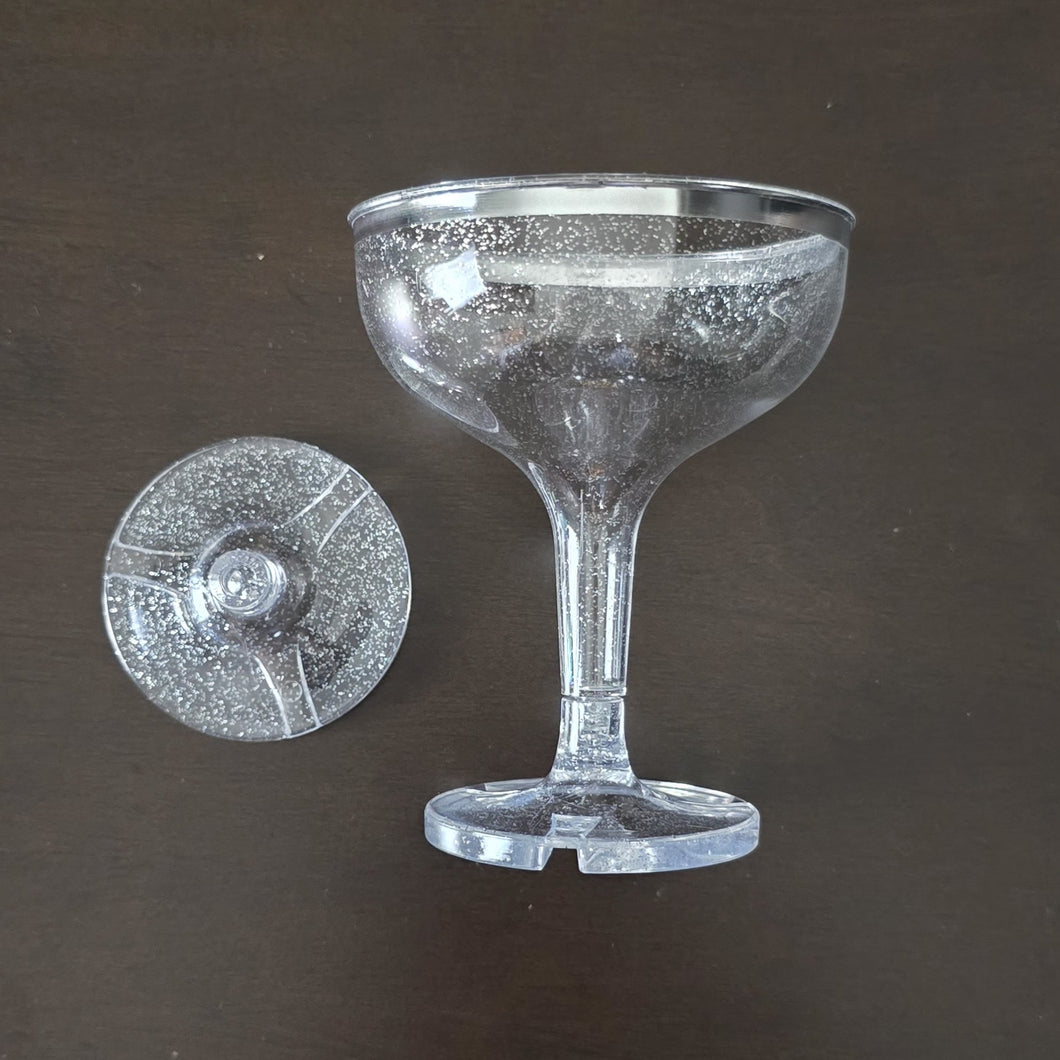 Copas Champagne apilable. Borde plateado. Unidad
