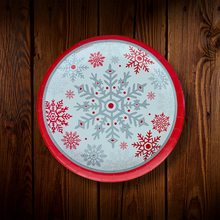 Cargar imagen en el visor de la galería, Rojo con copos de nieve. Plato para postre. 8 Unid.
