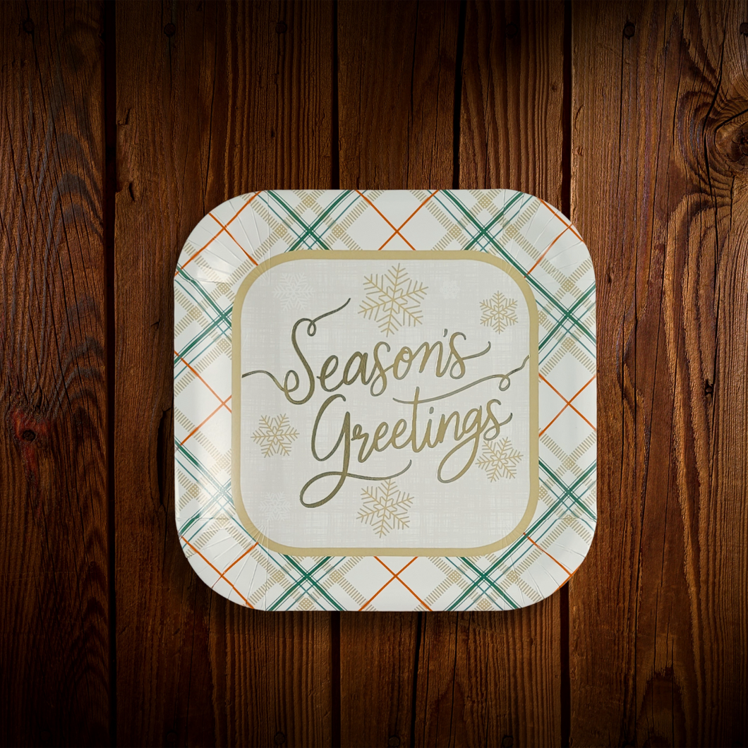 Season's. greetings. Plato postre. 10 Unid.