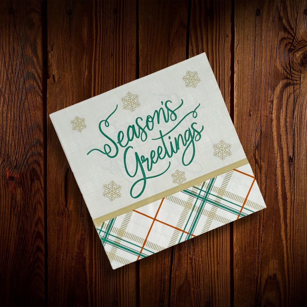 Season's. greetings. Servilletas cuadradas grandes. 16 Unid. ULTIMO PAQUETE