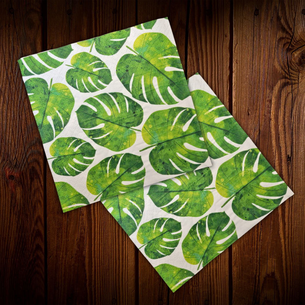 Hojas tropicales. Servilleta grande. 10 Unid