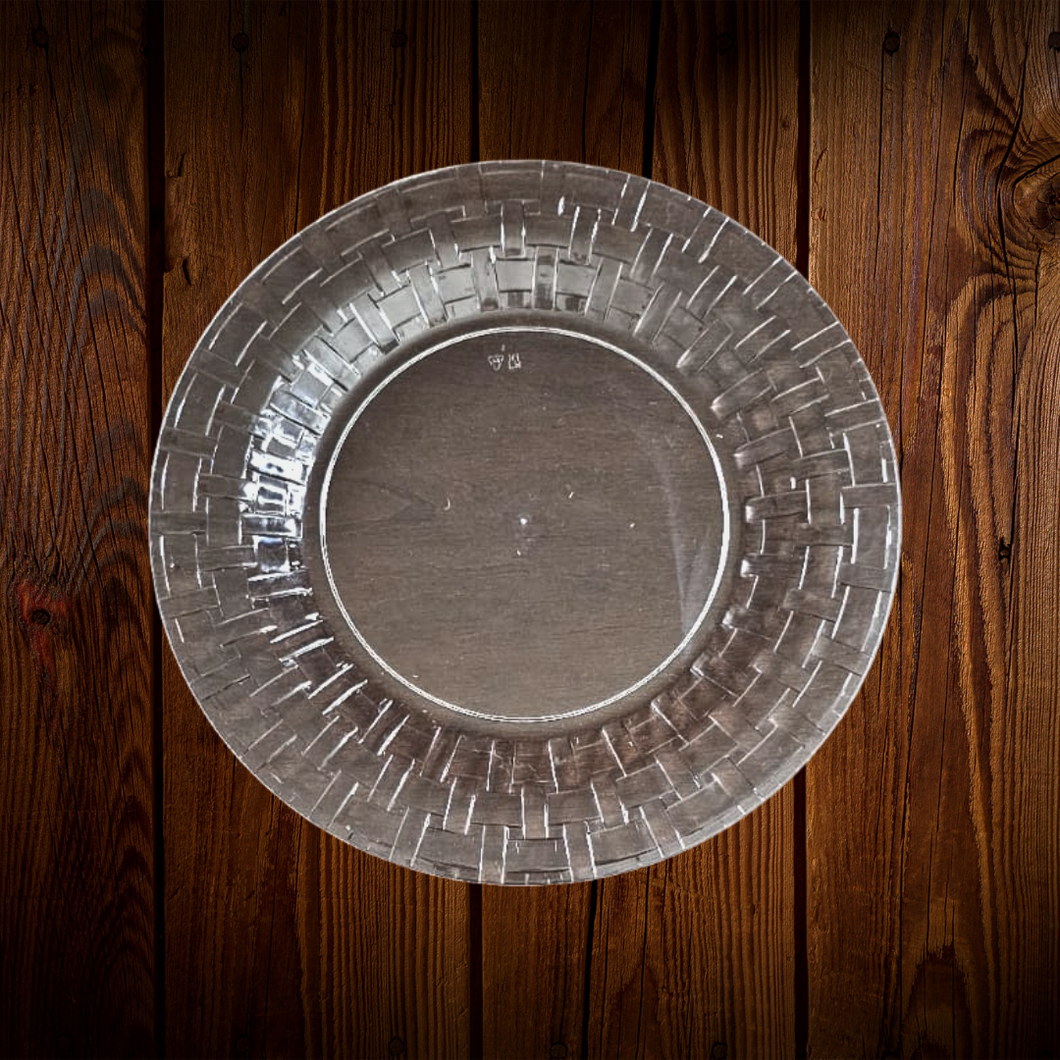 Clear con borde tejido. Plato Principal. 8 UnIdades. ULTIMO SET