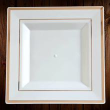 Cargar imagen en el visor de la galería, Blanco cuadrado borde rose gold. Plato Principal. Unidad
