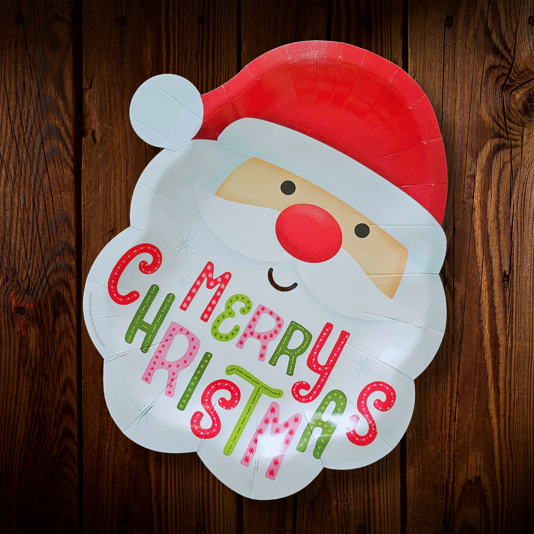 Santa Merry Chistmas. Plato de 9.7 por 9 pulgadas. 10 Unid.