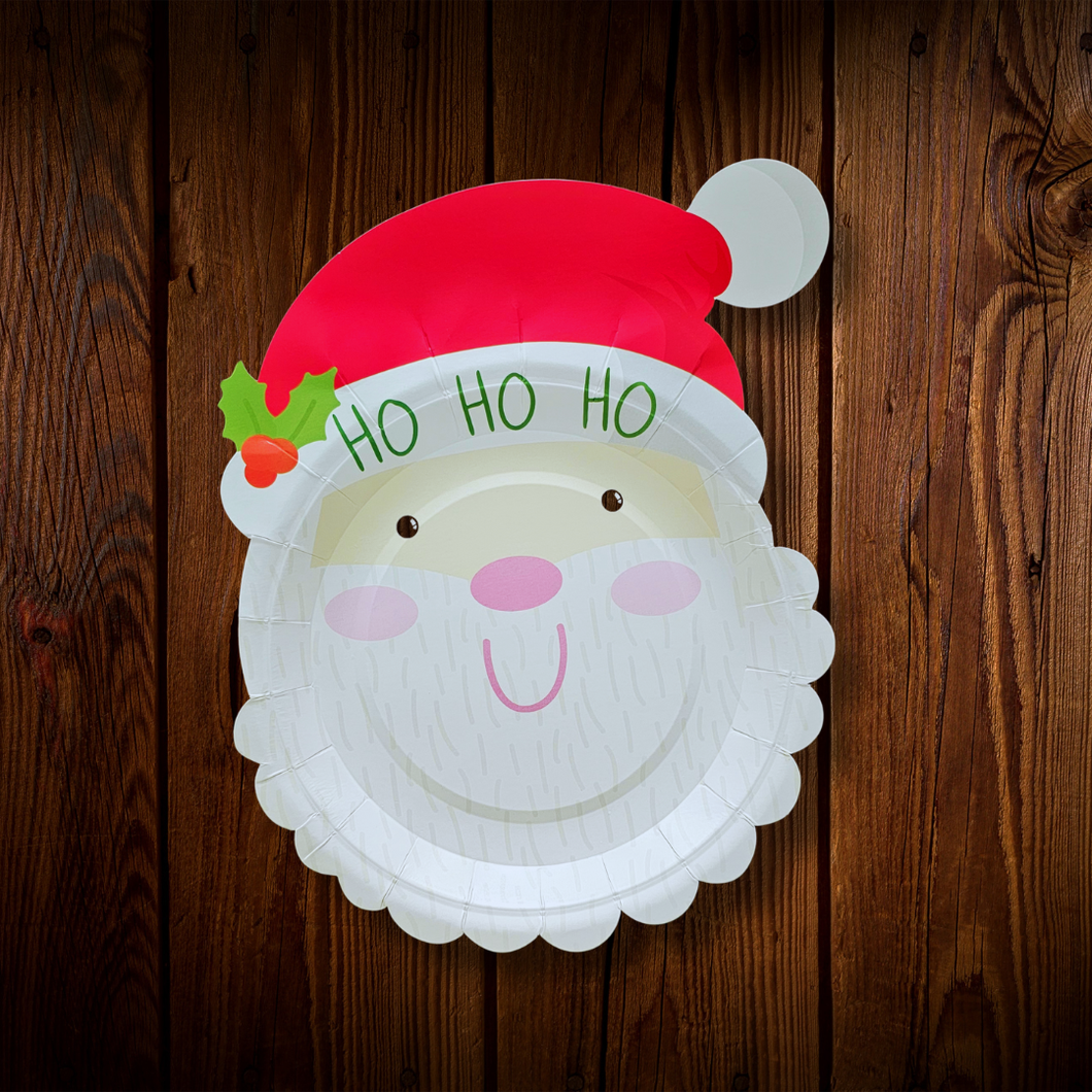 Santa HO HO HO. Plato 7 pulgadas. 8 Unid.