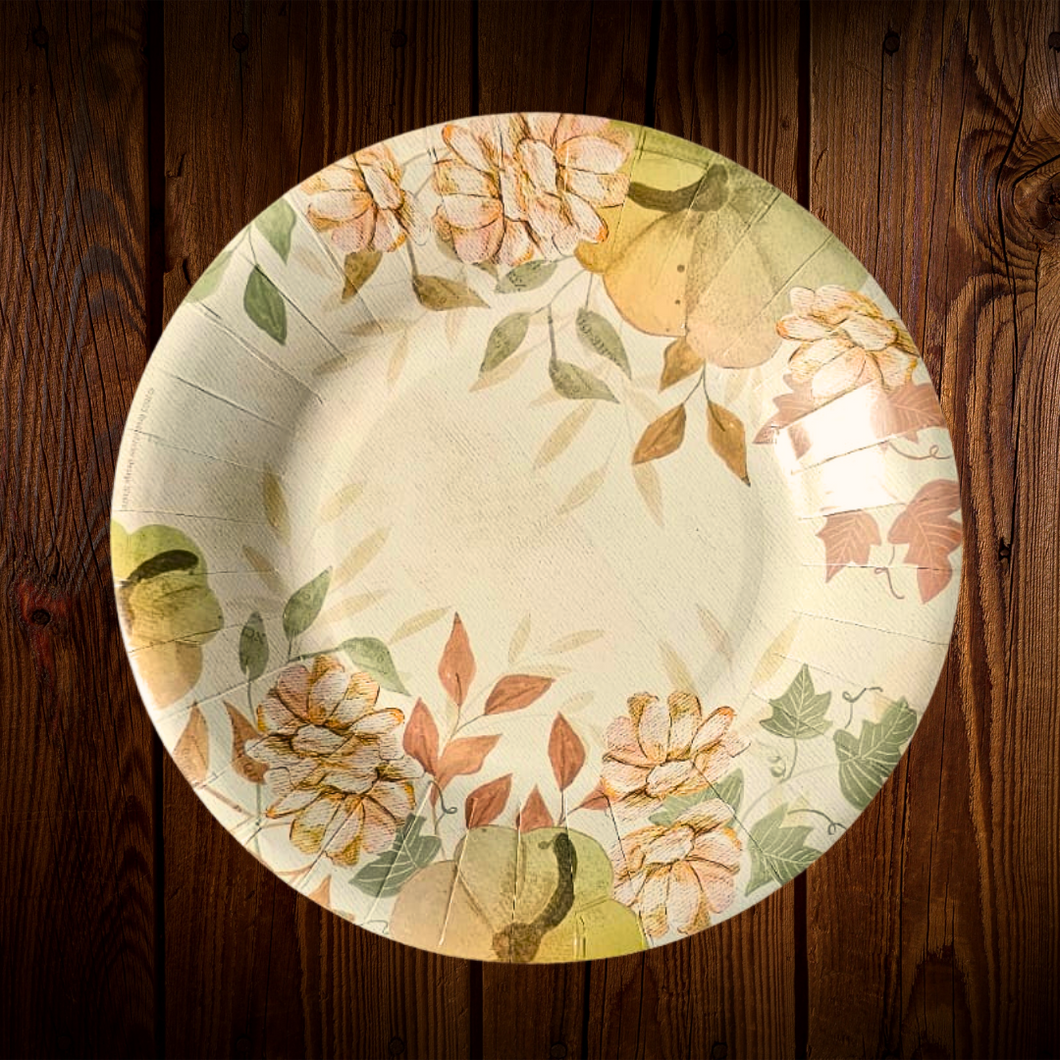 Calabazas beige. Plato postre 7 pulgadas. 10 Unid.