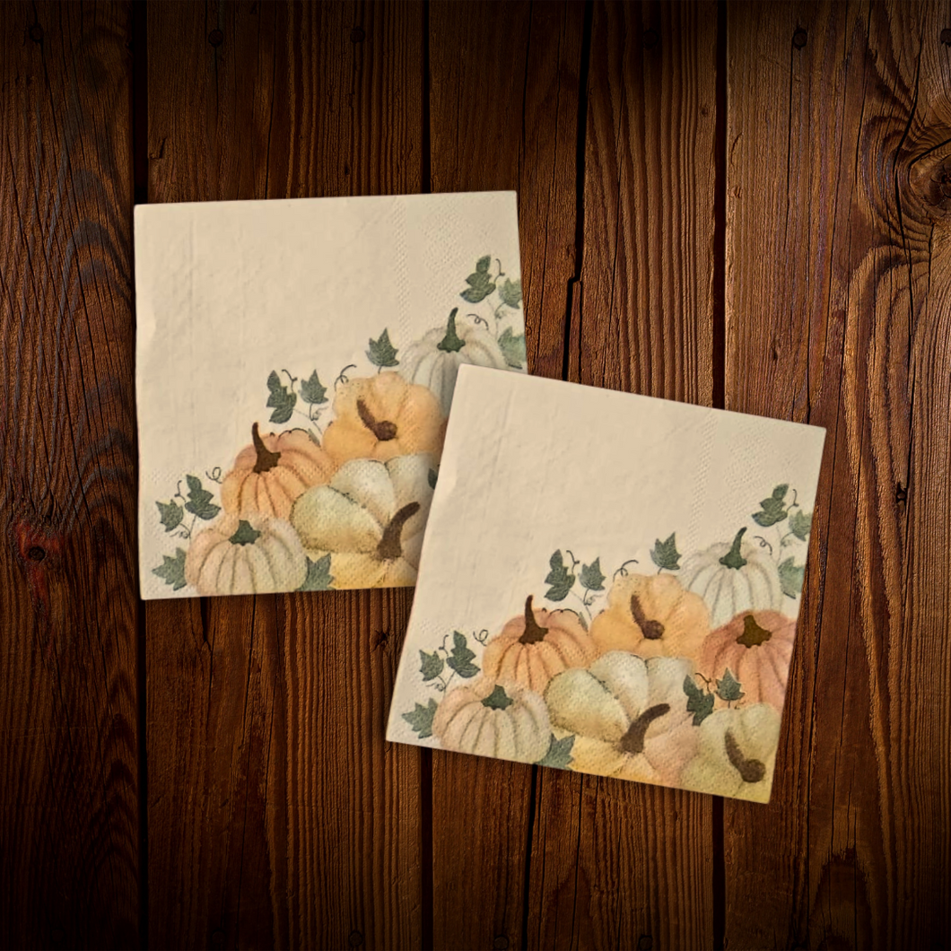 Calabazas beige. Servilletas cuadradas pequeñas. 10 Unid.
