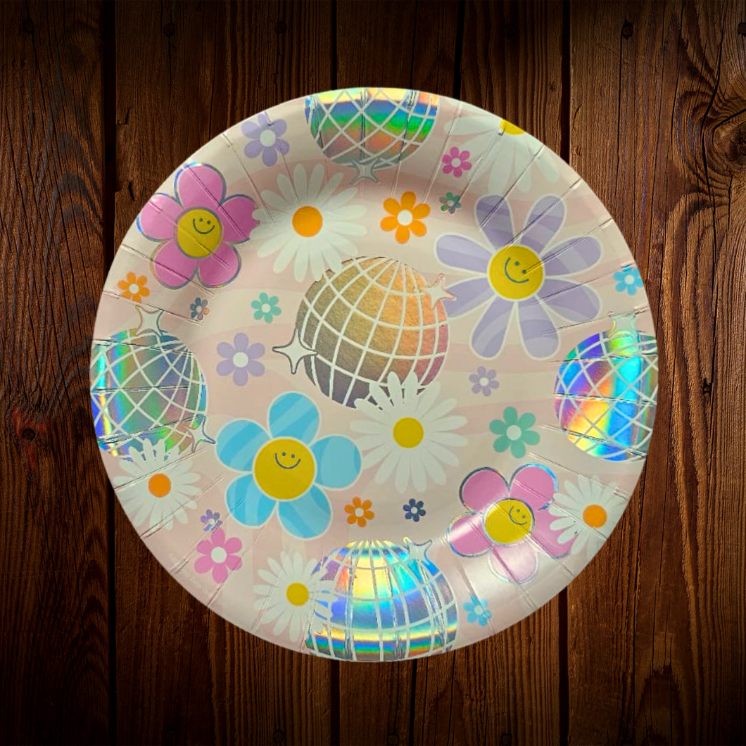 Margaritas de colores. Plato Postre. 7.5 Pulgadas. 10 Unid