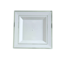 Cargar imagen en el visor de la galería, Blanco cuadrado borde plateado. Plato Postre. Unidad
