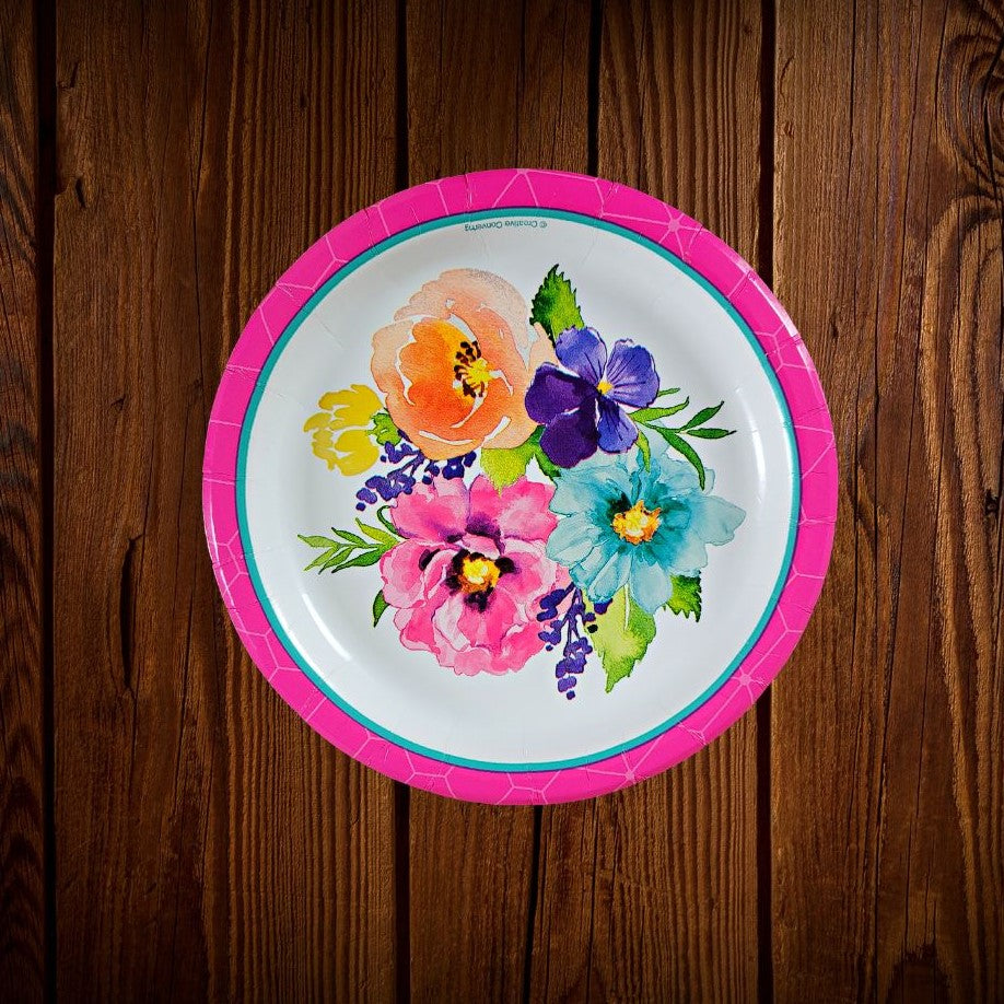 Petunias multicolor. Plato Postre. 8 Unid.