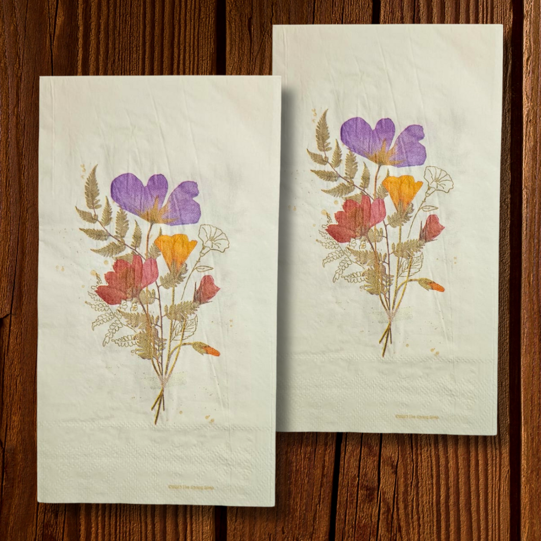 Servilleta Rectangular Flores. 10 Unid.
