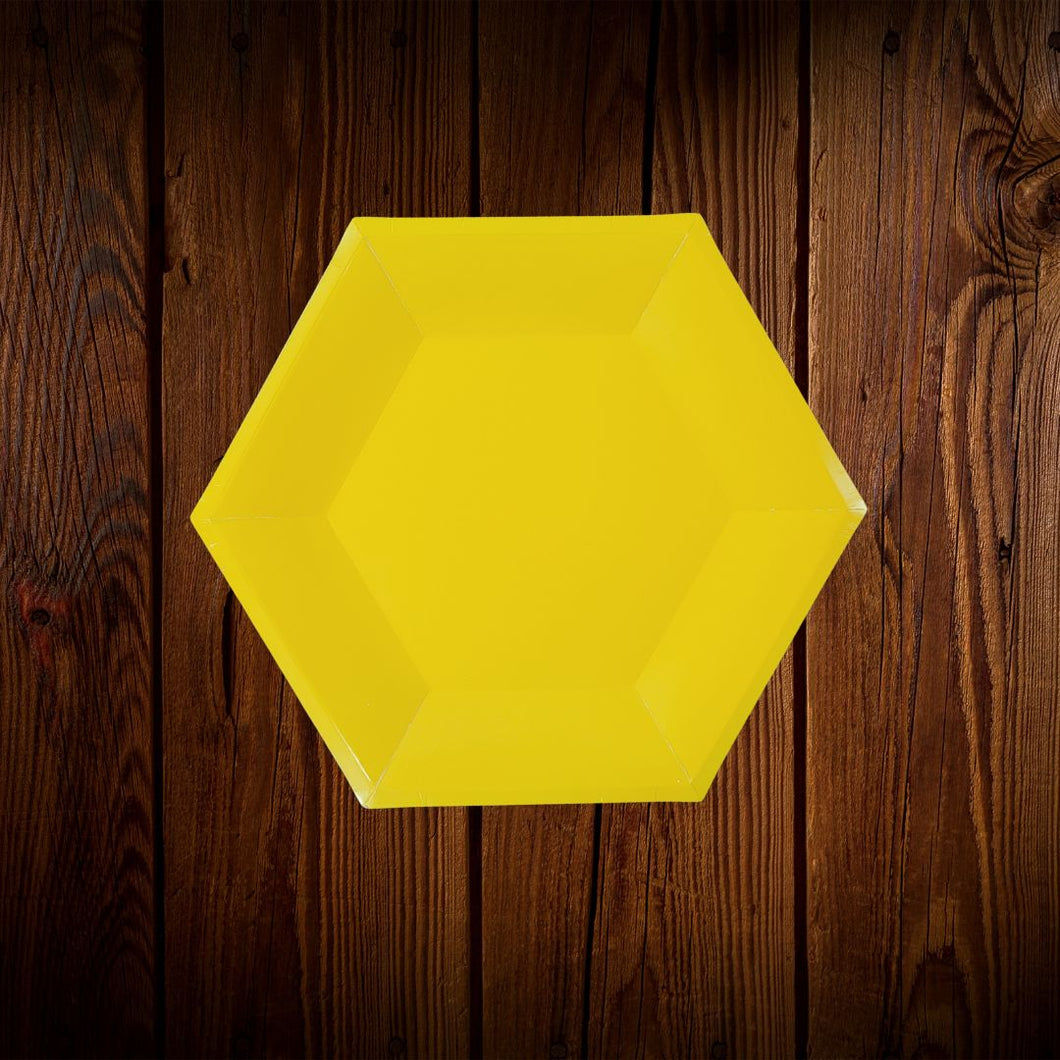 Colores. Cartón. Amarillo. Plato para postre. 10 Unid.