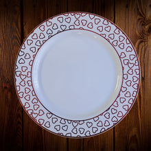 Cargar imagen en el visor de la galería, Blanco borde corazones. Plato Principal. Unidad
