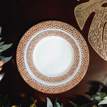 Cargar imagen en el visor de la galería, Borde textura rose gold. Plato Postre. 5 Unid. UNICO SET
