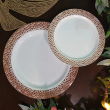 Cargar imagen en el visor de la galería, Borde textura rose gold. Plato Postre. 5 Unid. UNICO SET
