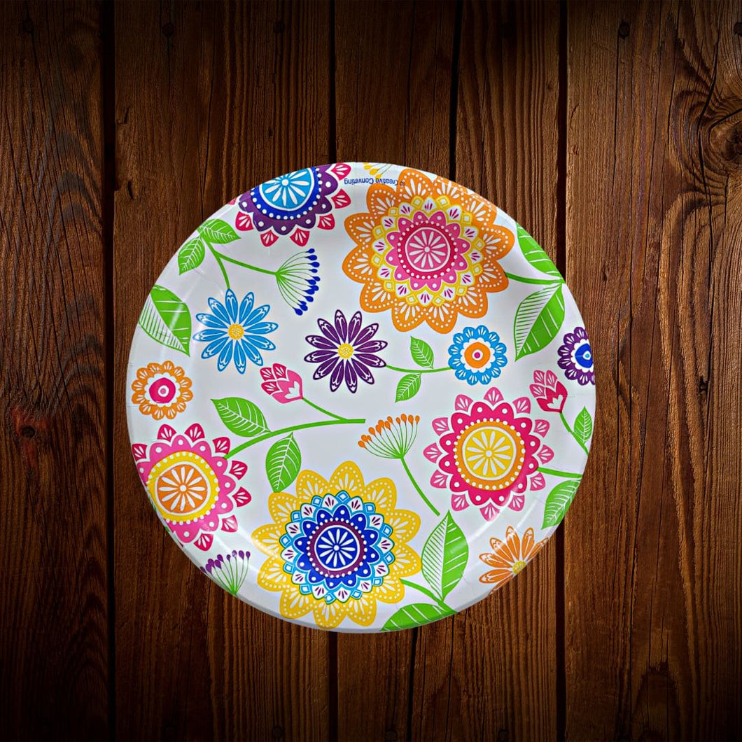 Flores mexicano. Plato Postre. 8 Unid.