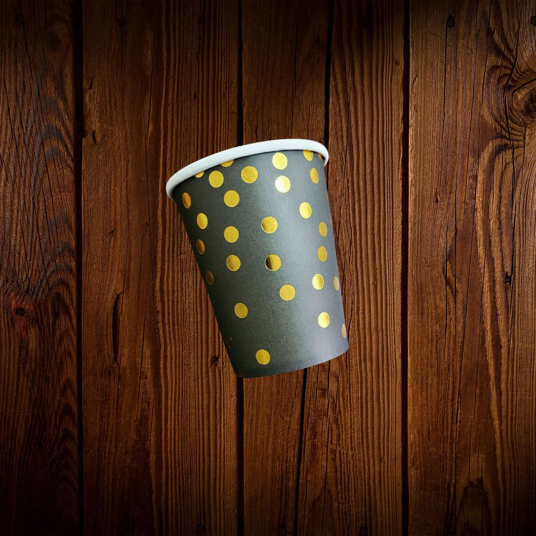 Negro confetti dorado. Vaso. 8 Unid.