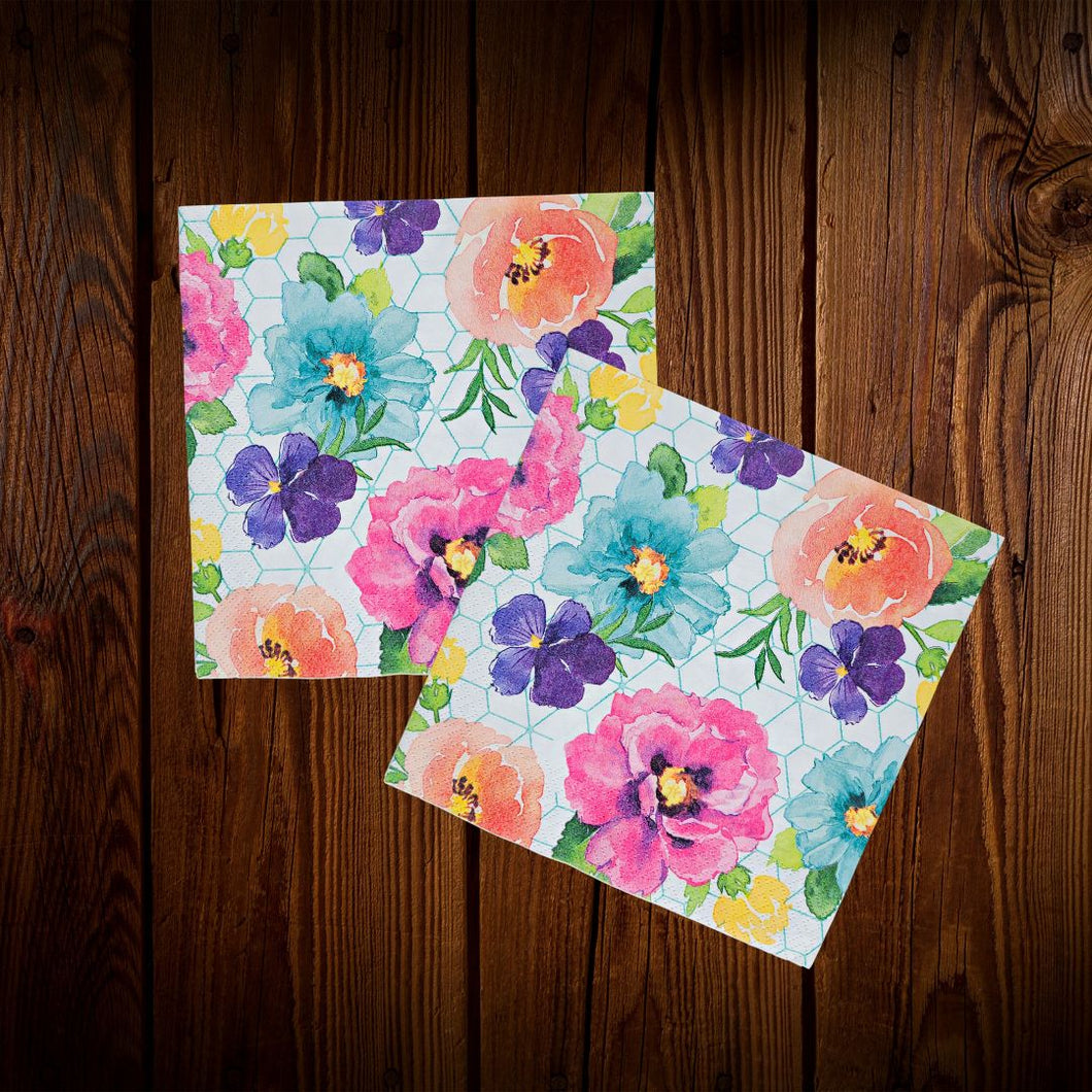 Petunias multicolor. Servilletas cuadradas grandes. 15 Unid.